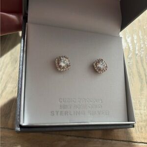 Rose Gold Cubic Zirconia Stud Earrings new in box